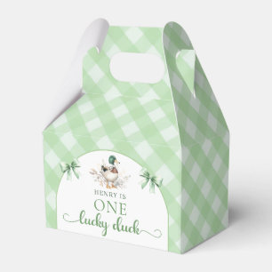 Green Gingham One Lucky Duck Birthday Favor Box Geschenkschachtel