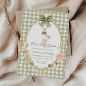 Green Gingham One Silly Goose 1st Birthday Einladung