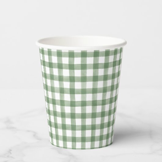 Green Gingham Paper Cup Pappbecher (Rückseite)