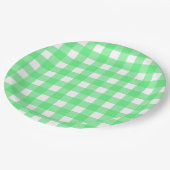 Green Gingham Pappteller (Schrägansicht)