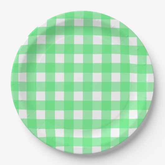 Green Gingham Pappteller (Vorderseite)