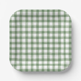 Green Gingham Pappteller
