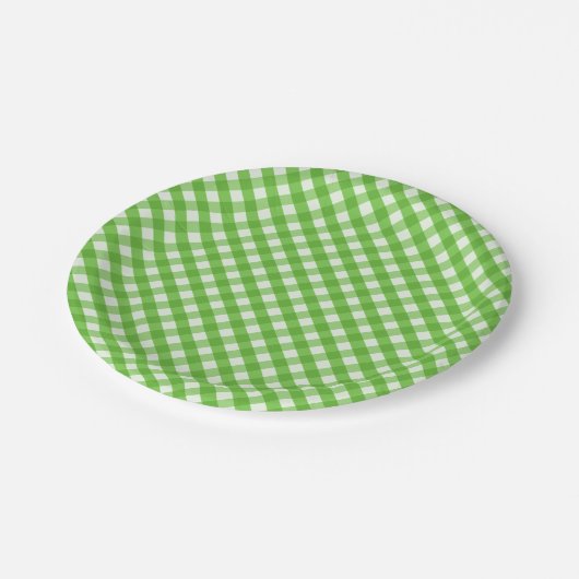 Green Gingham Pappteller (Schrägansicht)