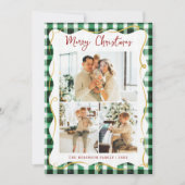 Green Gingham Pattern Frohe Weihnachten 3 Foto (Vorderseite)