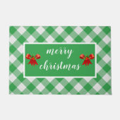 Green Gingham Pattern Merry Christmas Custom Fußmatte (Vorderseite)