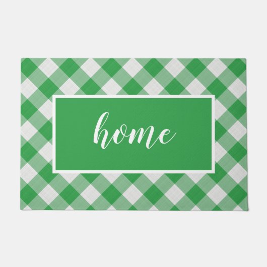 Green Gingham Pattern Zuhause Custom Welcome Mat Fußmatte (Vorderseite)