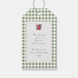 Green Gingham Plaid Custom Christmas Geschenkanhänger