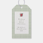 Green Gingham Plaid Custom Christmas Geschenkanhänger (Rückseite)