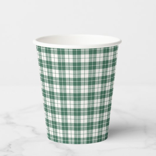 Green Gingham Plaid Gender Neutral Pappbecher (Vorderseite)