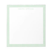 Green Gingham Plaid Notizblock (Vorderseite)