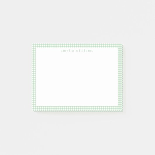Green Gingham Plaid Post-it Klebezettel (Vorderseite)