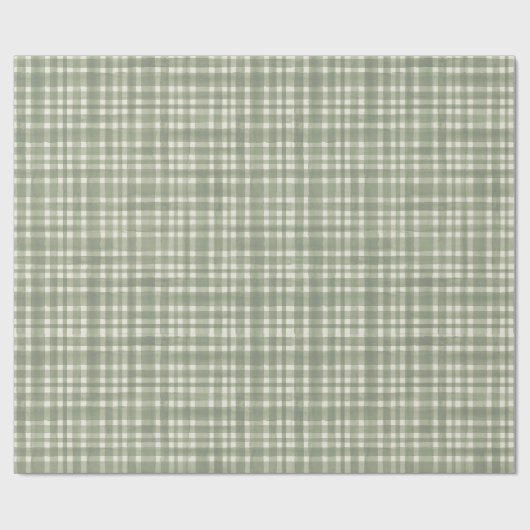 Green Gingham Plaid Wrapping Paper Geschenkpapier (Flach)