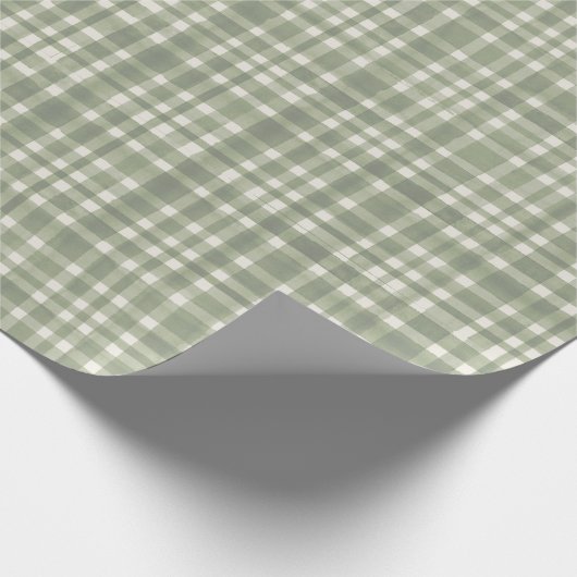 Green Gingham Plaid Wrapping Paper Geschenkpapier (Ecke)