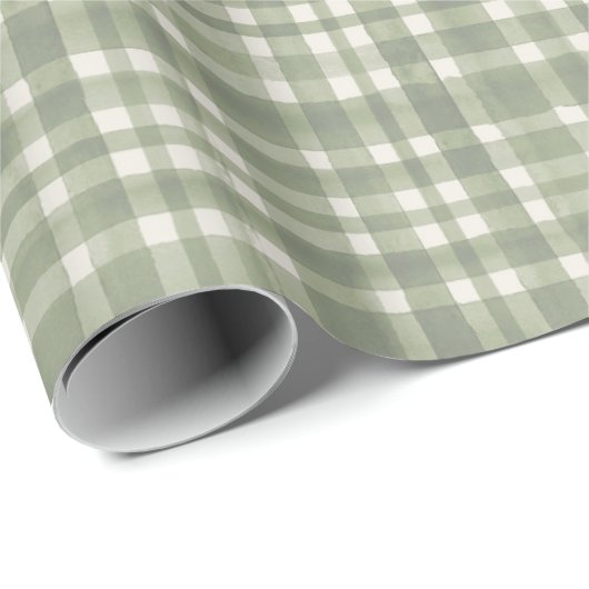 Green Gingham Plaid Wrapping Paper Geschenkpapier (Rolleneckpunkt)