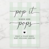 Green Gingham Pop Es, wenn sie Pop Flaschenetikett Weinetikett (Einzelnes Label)