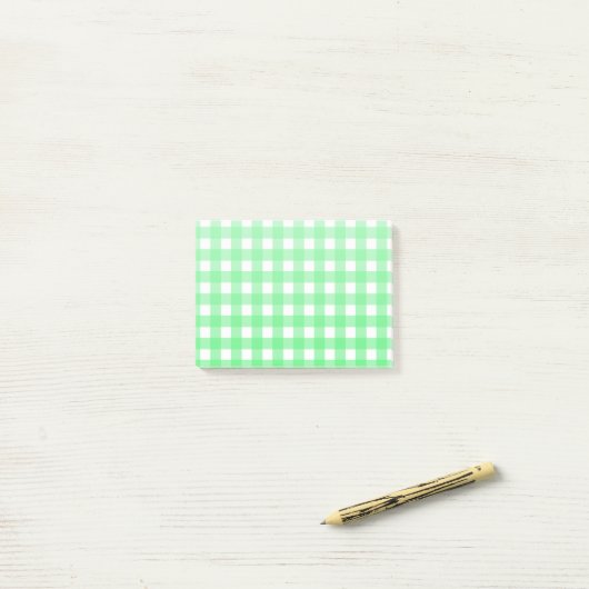 Green Gingham Post-it Klebezettel (Auf Schreibtisch)