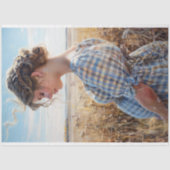 Green Gingham Prairie Girl Landschaft Découpage Seidenpapier (Vorderseite)