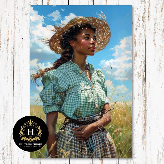 Green Gingham Prairie Girl | Landschaft Rustikal Seidenpapier