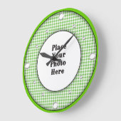 Green Gingham rahmen Ihr Foto Wall Clock Große Wanduhr (Winkel)
