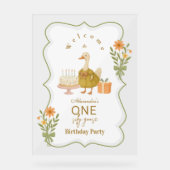  Green Gingham Silly Goose 1st Birthday Acrylschild (Vorderseite)