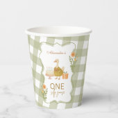 Green Gingham Silly Goose 1st Birthday Pappbecher (Vorderseite)