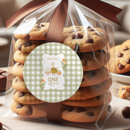  Green Gingham Silly Goose 1st Birthday Runder Aufkleber