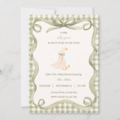 Green Gingham Silly Goose Baby Shower Invitation  Einladung (Vorderseite)
