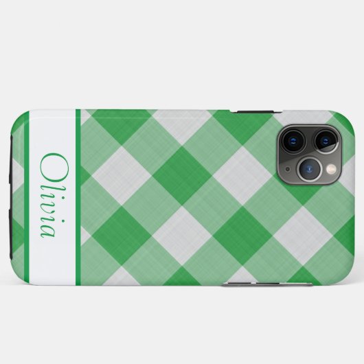 Green Gingham Simple Name Minimalistisch Case-Mate iPhone Hülle (Rückseite (Horizontal))