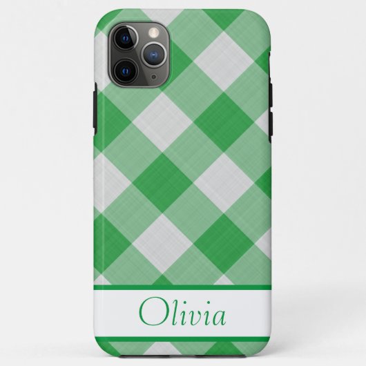 Green Gingham Simple Name Minimalistisch Case-Mate iPhone Hülle (Rückseite)