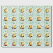 Green Gingham Spring Floral Geschenkpapier (Flach)