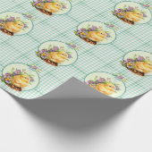 Green Gingham Spring Floral Geschenkpapier (Ecke)