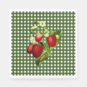 Green Gingham & Strawberries Luncheon Paper Napkin Serviette (Vorderseite)