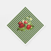 Green Gingham & Strawberries Luncheon Paper Napkin Serviette (Ecke)