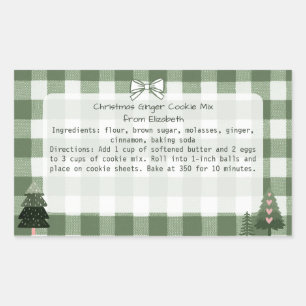 Green Gingham Trees Weihnachtskekse Mix Labels Rechteckiger Aufkleber