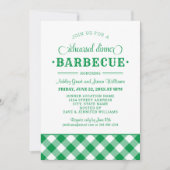 Green Gingham Wedding Probe Dinner Barbecue Einladung (Vorderseite)