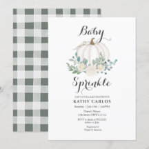 Green Gingham White Pumpkin Baby Sprinkle