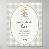 Green Gingham Wildblume Bouquet Mimosa Bar Poster (Vorne)