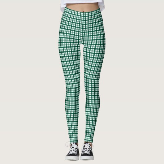 Green Gingham Women's Leggings (Vorderseite)