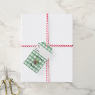 Green Gingham Wreath Individuellen Namens Geschenkanhänger