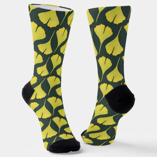 Green Gingko Leaf Nature Lover Botanischer Spaß Socken (Gewinkelt)