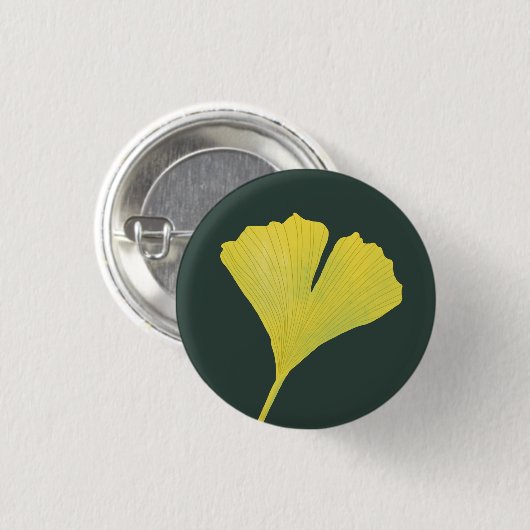Green Gingko Leaf Nature Lover Botanisches Muster Button (Vorne & Hinten)