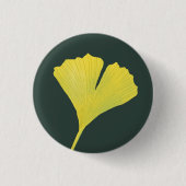 Green Gingko Leaf Nature Lover Botanisches Muster Button (Vorderseite)