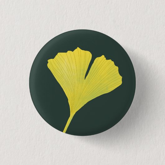 Green Gingko Leaf Nature Lover Botanisches Muster Button (Vorderseite)