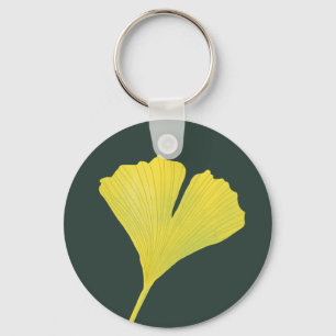 Green Gingko Leaf Nature Lover Botanisches Muster Schlüsselanhänger