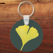 Green Gingko Leaf Nature Lover Botanisches Muster Schlüsselanhänger (Vorderseite)