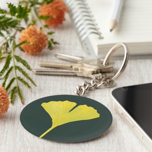 Green Gingko Leaf Nature Lover Botanisches Muster Schlüsselanhänger (Seite)