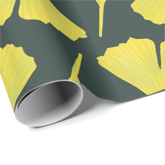 Green Ginkgo Leaf Muster - Botanischer Frühling Geschenkpapier (Rolleneckpunkt)