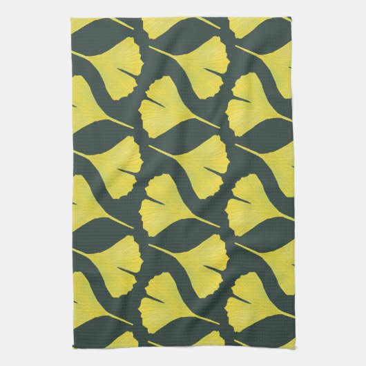 Green Ginkgo Leaf Muster - Botanischer Frühling Geschirrtuch (Vertikal)