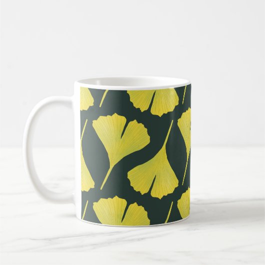 Green Ginkgo Leaf Muster - Botanischer Frühling Kaffeetasse (Links)
