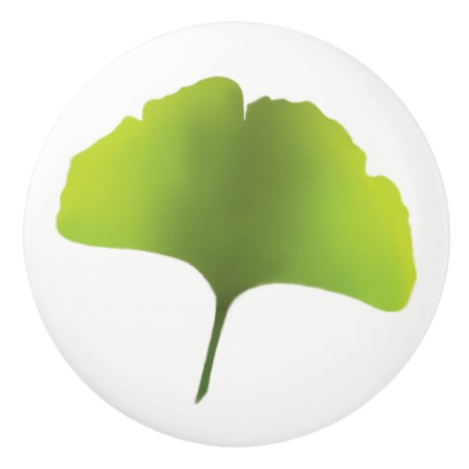 Green Ginko Leaf Knopf Keramikknauf (Vorderseite)